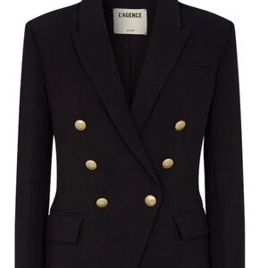 L’Agence black blazer with gold buttons